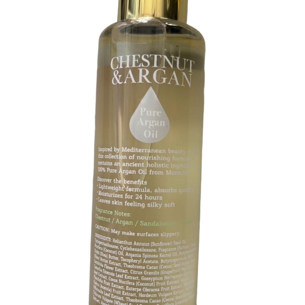 Bath & Body Works Body Oil Chestnut Argan 6.3 FL OZ Hydrating Pure Argan Oil - Picture 6 of 8